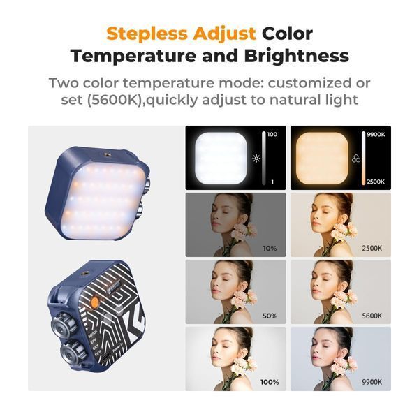 K&F Dual Color Temperature Portable Photography Video Fill Light 2500K-9900K Blue 8058 foto