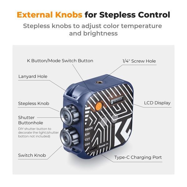 K&F Dual Color Temperature Portable Photography Video Fill Light 2500K-9900K Blue 8058 foto